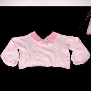 Pink and White Crop sweater Top